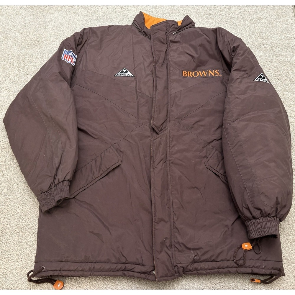 VTG 90s Cleveland Browns NFL Pro Line Apex One Parka Coat Jacket Full Zip XL